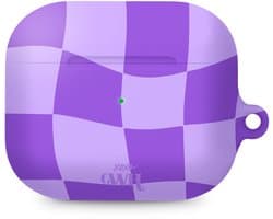xoxo Wildhearts hoesje geschikt voor AirPods Pro - Violet Vibes - Matte - Ook als telefoonhoesje verkrijgbaar - schokbestendige case - koptelefoon hoesje - Mat - Beschermhoes met golvende blokjes - Golven - Paars