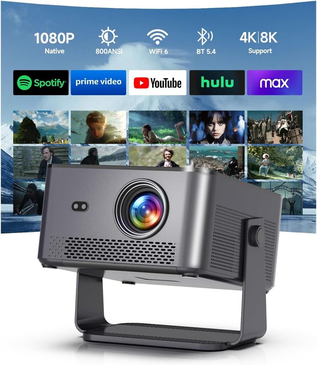 【Android 14 & 800 ANSI】Smart Beamer 4K-steuning, Native 1080P Draagbaar - ShopVlot — afbeelding 1