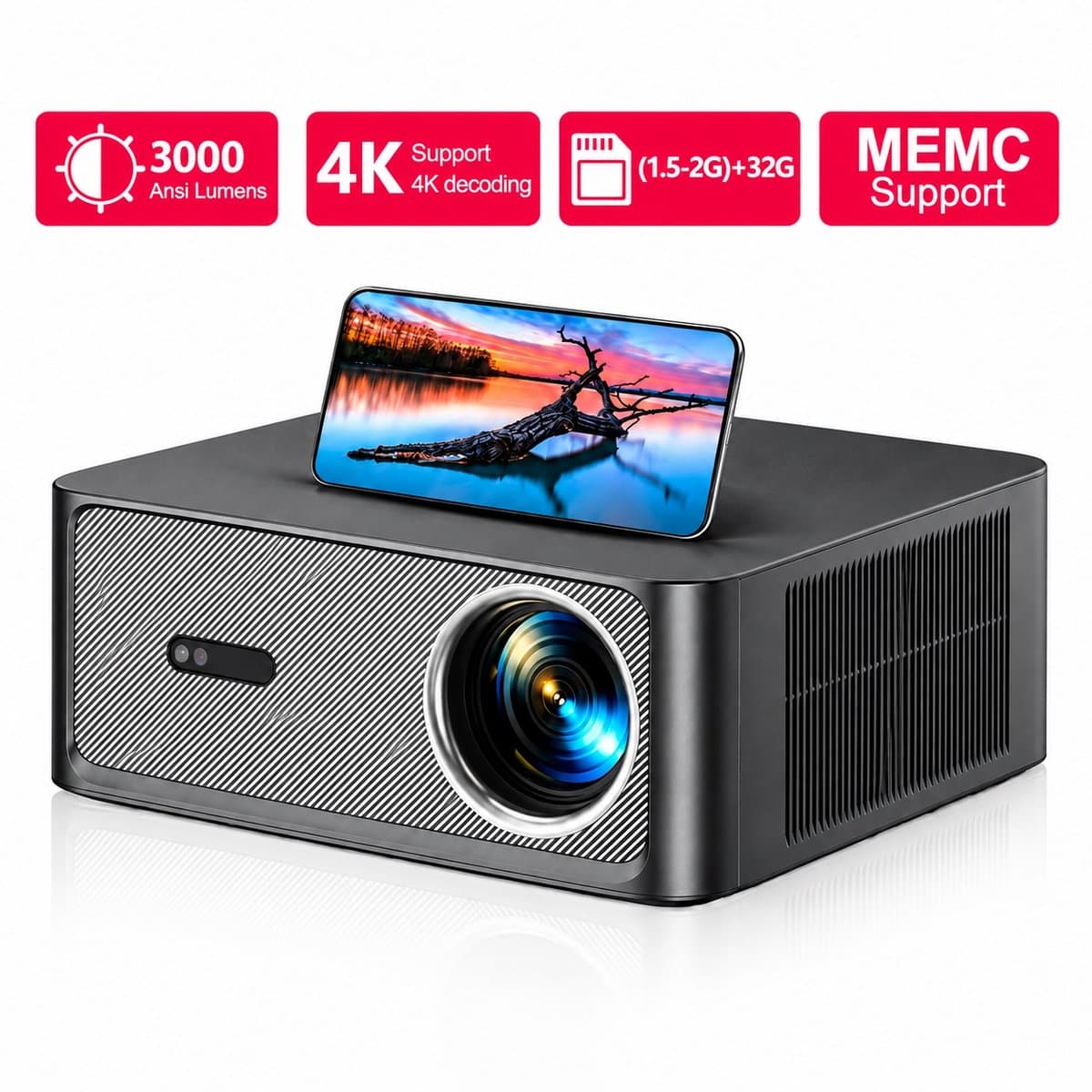 Atlasyx beamer - Beamer 4k - Smart projector - 4k projector - Film projector - Draagbare projector - Full HD 1080P - 31,5x23x12 cm — afbeelding 1