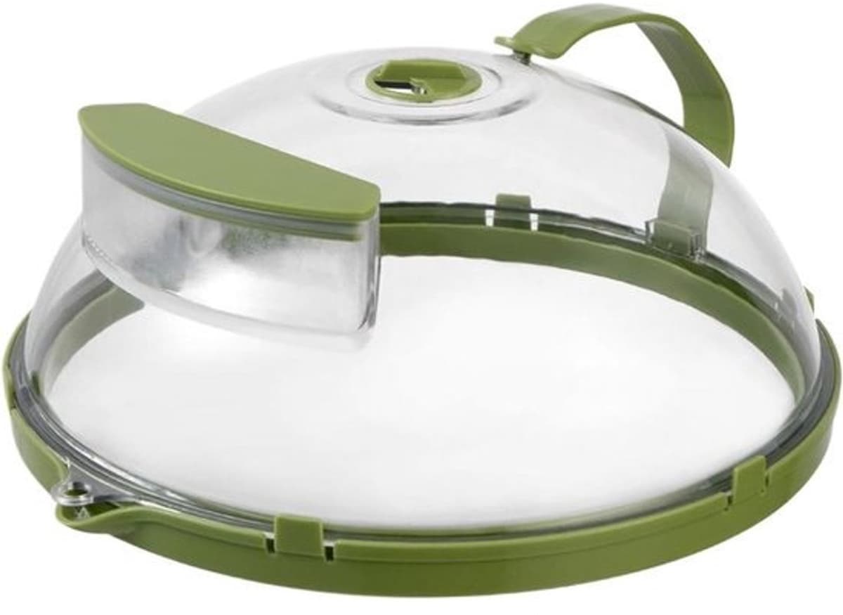 Magnetrondeksel - Voedselkap - Houdt de magnetron schoon - Ingebouwd hydratatiesysteem - 26 cm diameter - Groen — afbeelding 1
