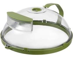 Magnetrondeksel - Voedselkap - Houdt de magnetron schoon - Ingebouwd hydratatiesysteem - 26 cm diameter - Groen