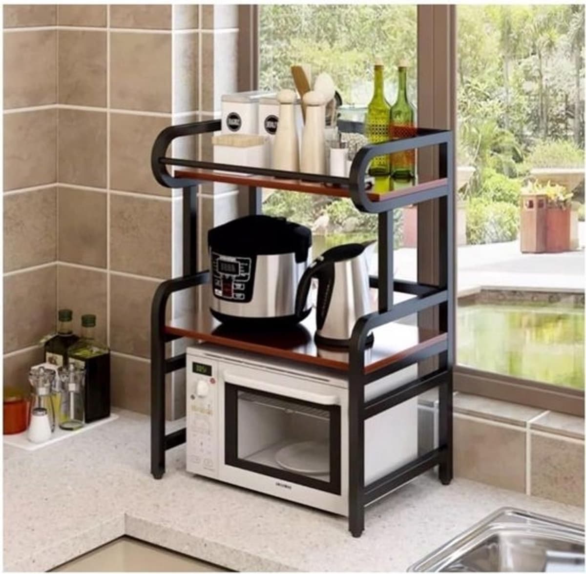 Magnetron Standaard - Keukenrek voor Oven - Keuken Organiseren - Verdikt Smeedijzer - Rechthoekig - A — afbeelding 1