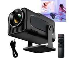Smart Projector - Draagbare mini-projector – Full HD-projector - Ingebouwde Android TV, Wi-Fi en draaibare luidsprekers – Android 11-projector – Home cinema-projector – Zwart