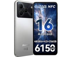Anyreal Note 56 Plus Smartphone - 6,56 Inch - 48GB(6+24) RAM - 256GB ROM - 6150 mAh - Android 16 - Gemini AI - NFC GPS - Zilver