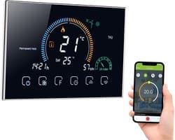 Thermostaat voor gasboiler, intelligente wifi-thermostaat voor thuis, programmeerbare intelligente thermostaat met spraakbediening, lcd-display met achtergrondverlichting, zwart