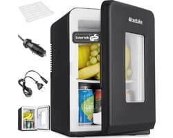 tectake® Mini-Autokoelkast - Draagbare minibar 14L - 2-in-1-functie: koelen en verwarmen - 5 tm 65 °C - Mini Koelkast - Elektrische Koelbox - 12v + 220/240v Aansluiting - Draagbare Campingkoelkast