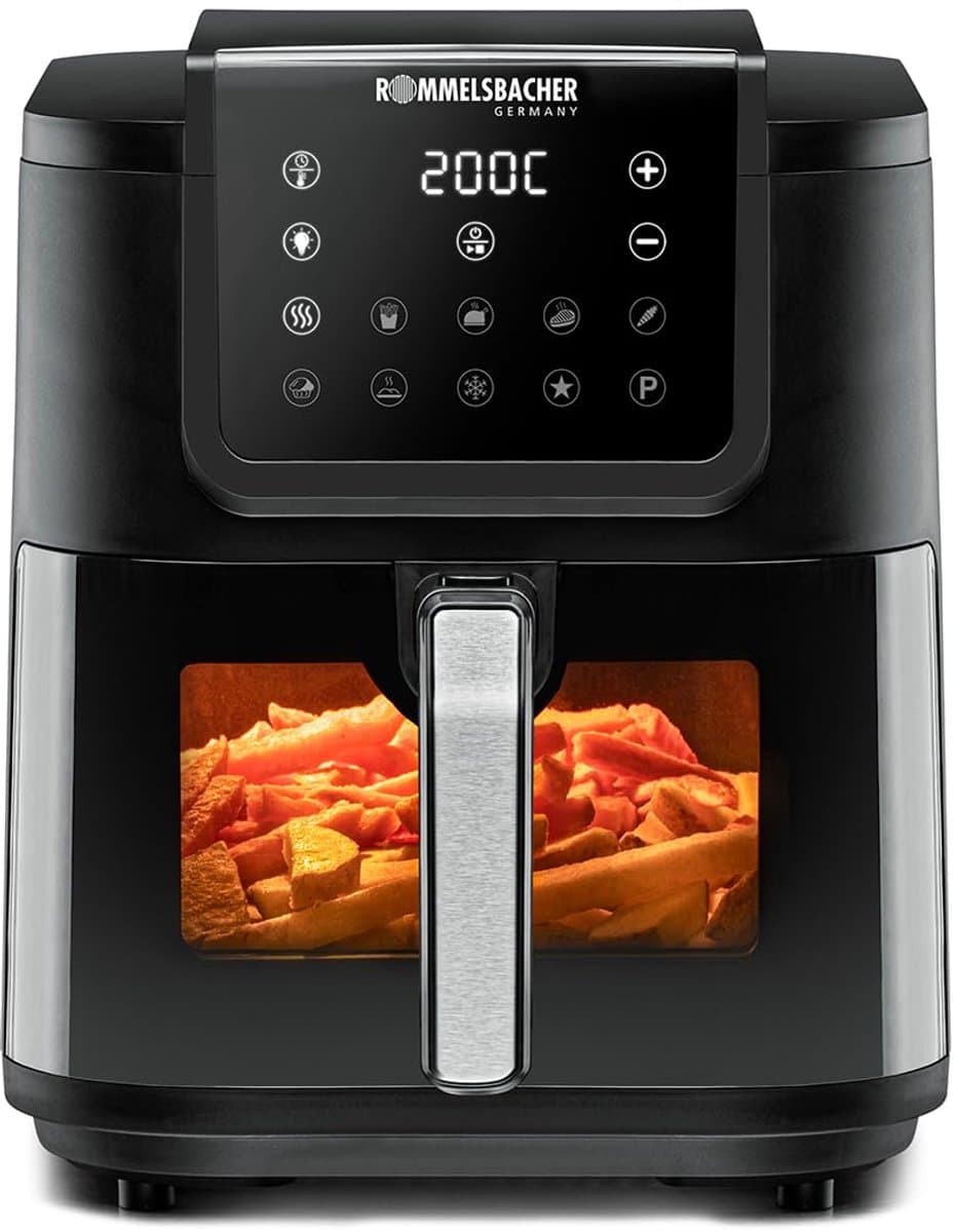 Airfryer 8 liter 1700W met 10 programma's heteluchtfriteuse met timer temperatuurregeling en antiaanbaklaag zwart — afbeelding 1