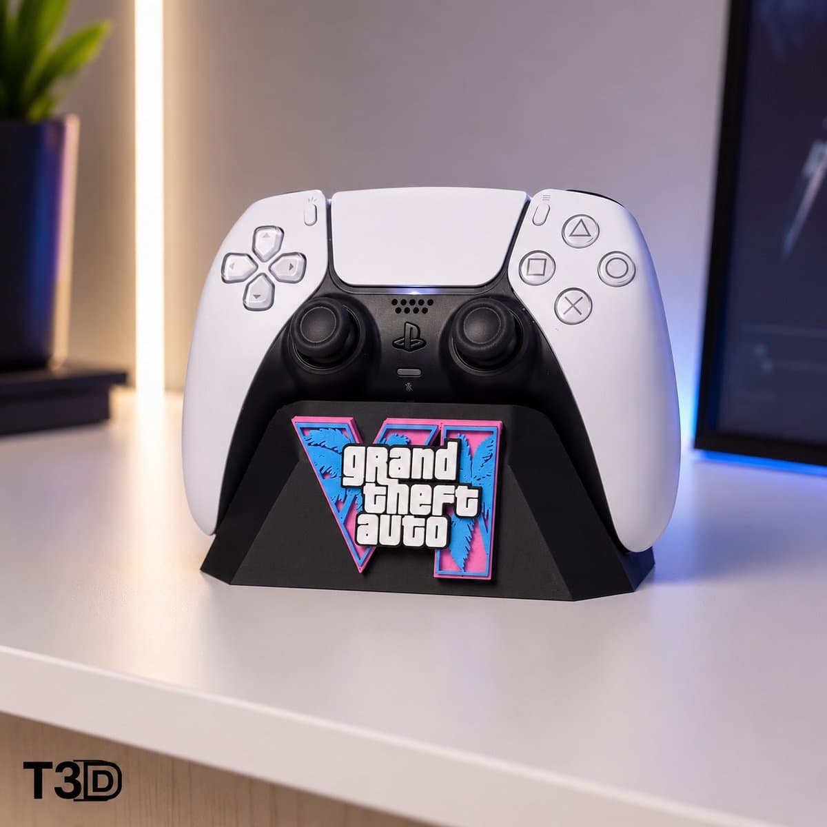 T3D GTA 6 Controller standaard - Geschikt voor PS5 DualSense – ps5 controller Standaard – Zwart — afbeelding 1