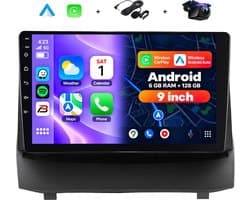 Boscer 2 Din Autoradio - Geschikt voor Ford Fiesta (2009-2014) - Draadloos Apple CarPlay & Android Auto - 9 Inch HD Touchscreen - Android 15 - 6+128GB - GPS Navigatie - WiFi, Bluetooth & USB - Achteruitrijcamera & Microfoon