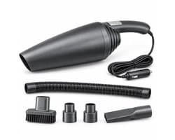 Autostofzuiger - Kruimeldief - 12V 120W - 4,5 meter kabel - Met slang en mondstukken - Zwart
