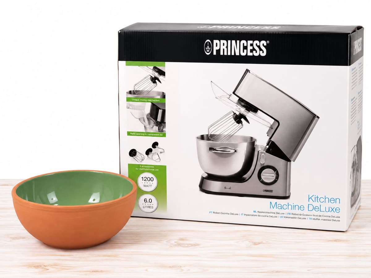 Princess Kitchen Machine DeLuxe – Keukenmachine 1200W – 6 Liter – Inclusief Keramische Schaal – Bakpakket — afbeelding 1