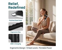 Massagepistool elektrisch - verwarmd - met led-display - voor spierontspanning - ShopVlot