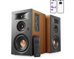 ULTIMEA 3-weg boekenplankluidsprekers met 5,25-inch woofer, 70W RMS, HDMI ARC, Bluetooth, Auracast, voor thuisbioscoop en platenspeler, Een paar, Bruin