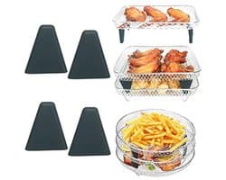 Air Fryer Stacking Rack Accessoires met Silicone Voetjes - Voor Ronde en Vierkante Racks