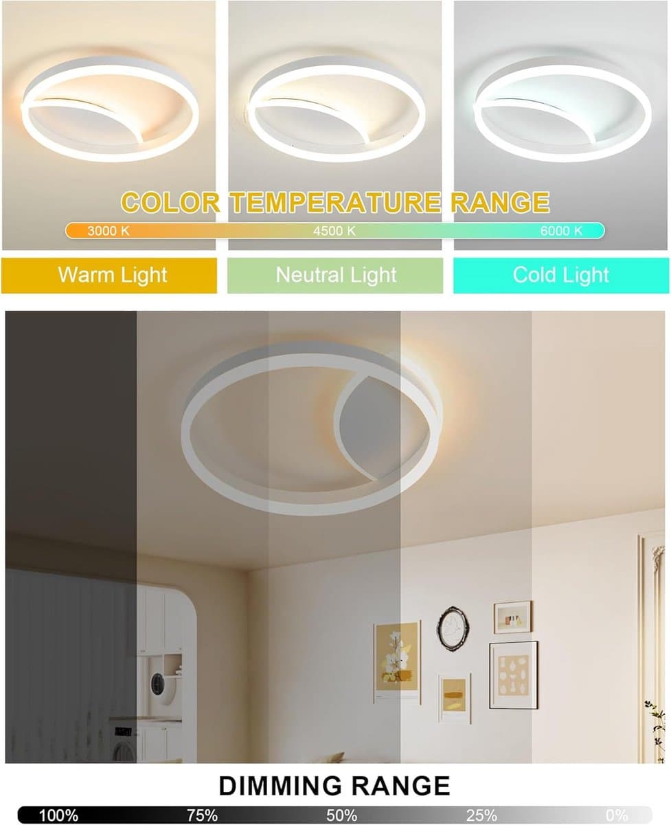 Dimbare LED plafondlamp met afstandsbediening en aanpasbare kleurtemperatuur 3000K - 6000K - 40x40cm 36W voor woonkamer, slaapkamer, keuken en meer — afbeelding 1