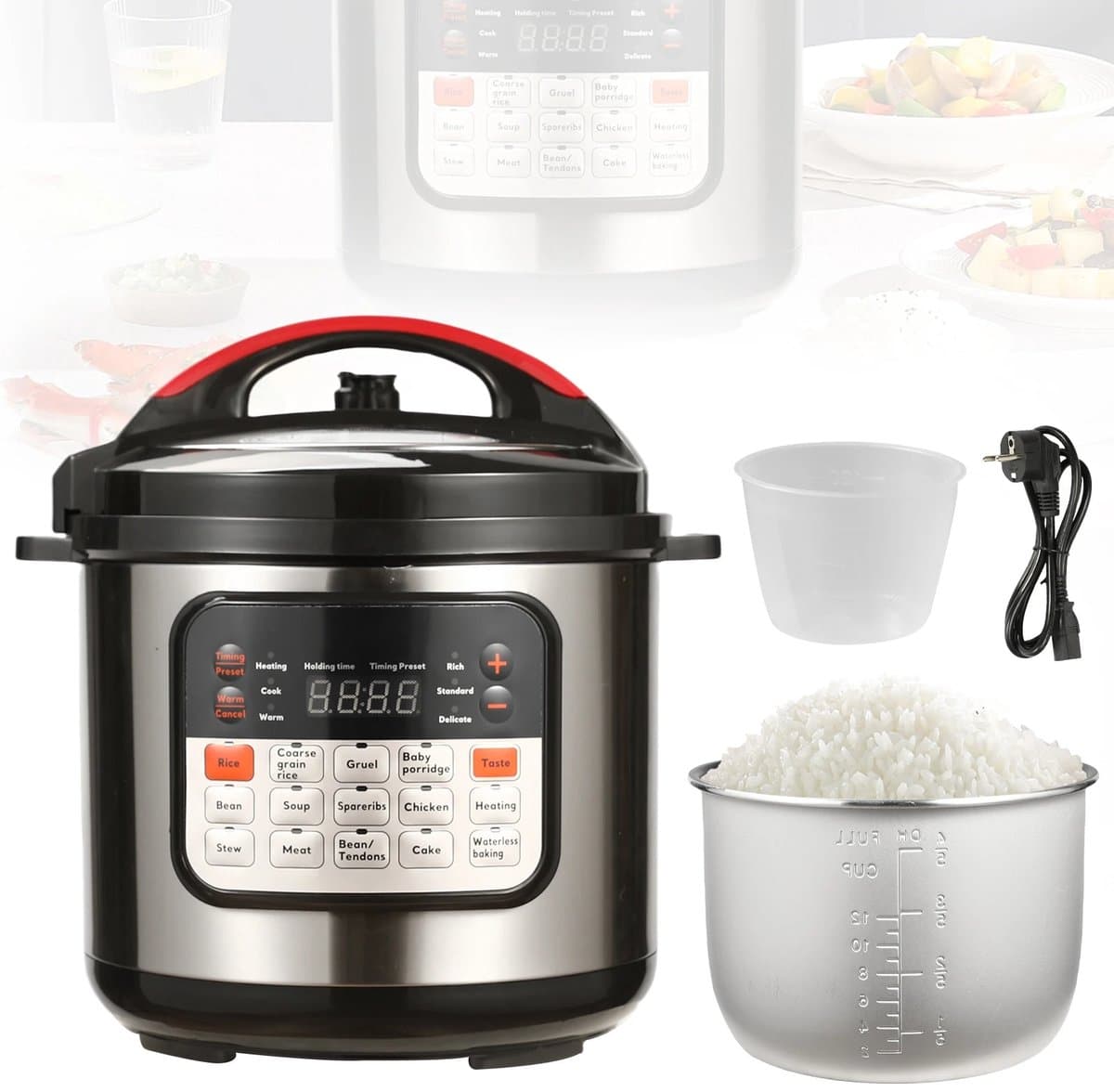 Elektrische Multi-Cooker – 6L Capaciteit - Draagbare Rijstkoker – Snel Verwarmen – Veilig Kooksysteem — afbeelding 1