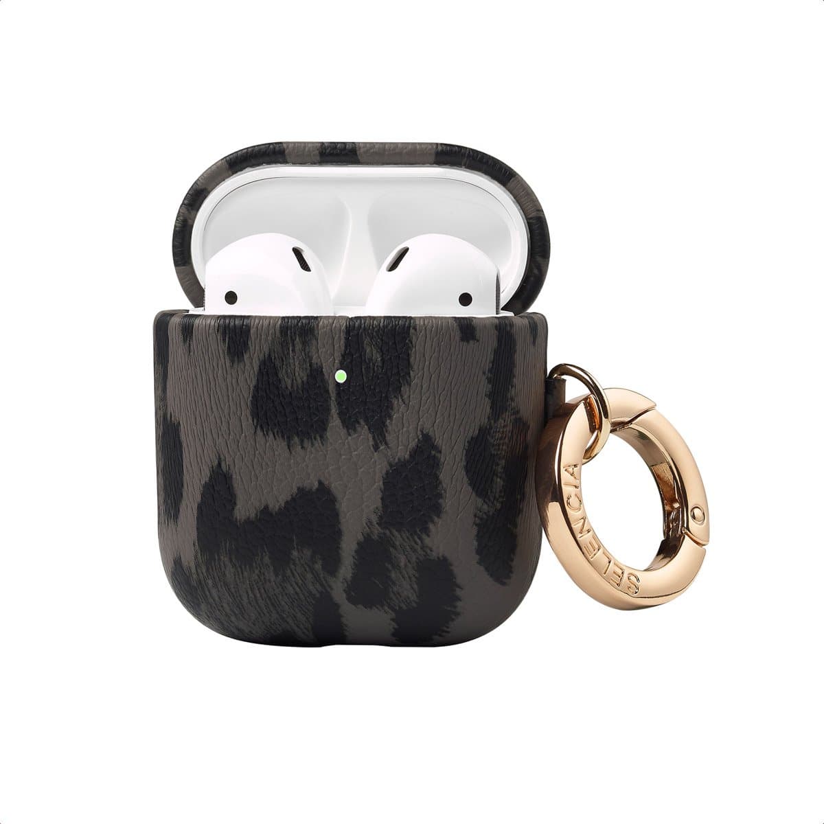 Selencia Sabi Case met panterprint - Hoesje geschikt voor AirPods 1 / 2 - Midnight Black — afbeelding 1