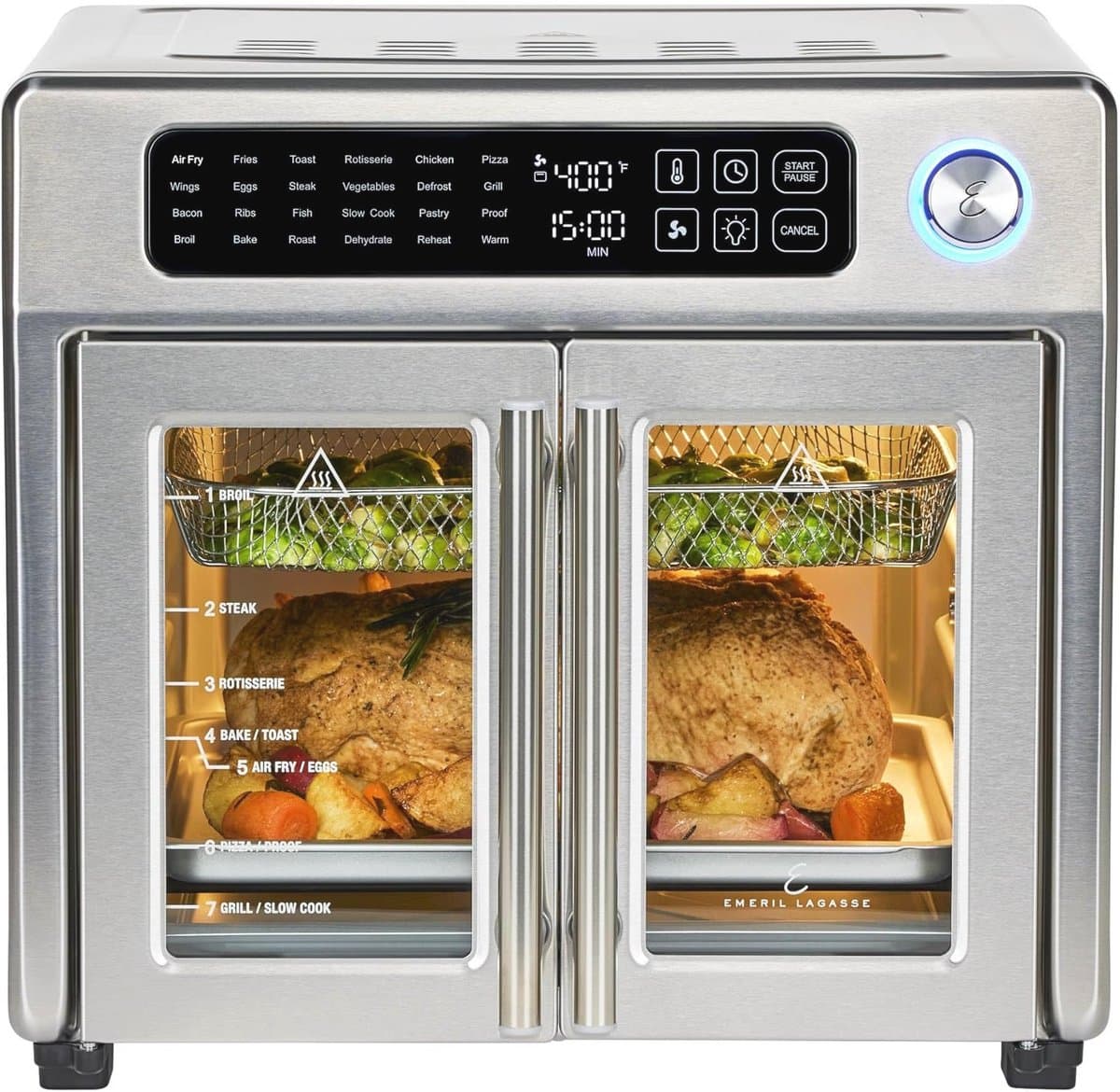 Extra grote Franse deur airfryer met oven, 24 kookfuncties en digitale bediening, 26QT capaciteit — afbeelding 1