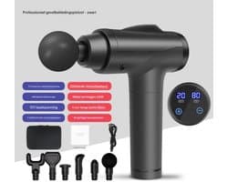 GELLDG Elektrisch massagepistool - 6 massagekoppen - Draagbare diepweefselmassager - 2000 mAh batterij - Met LED-display en touchscreen - Geschikt voor het verlichten van rug- en schouderpijn - Zwart