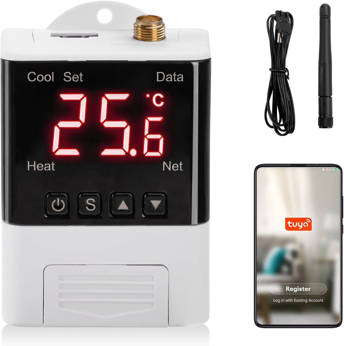 Digitale Temperatuurregelaar AC110-230V Verwarmen Koelen met Alarmfunctie -40℃ tot 99℃ — afbeelding 1