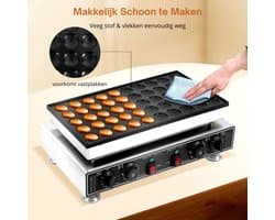 ElevateCommerce - Poffertjesmaker Elektrisch – Poffertjespan 50 stuks – Anti-aanbak – Instelbare Temperatuur – Professionele Mini Dutch Pancake Machine