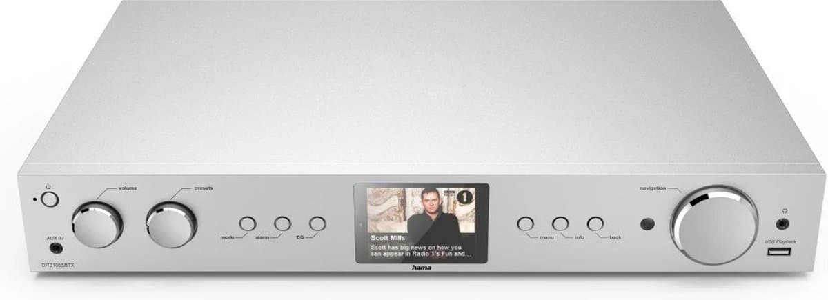 Hama HiFi-tuner - DAB+/Internetradio/Bluetooth - USB-A - Digitale Radio - Alarmfunctie - Zilver — afbeelding 1