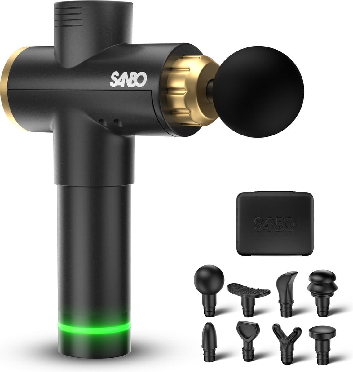 Sanbo Massage Gun Professioneel Elite - Krachtig 4000 RPM - 30 Standen en 8 Opzetstukken - Ontspanning - Massage apparaat - Massage Pistool - Fitness - Hyrox - Crossfit — afbeelding 1