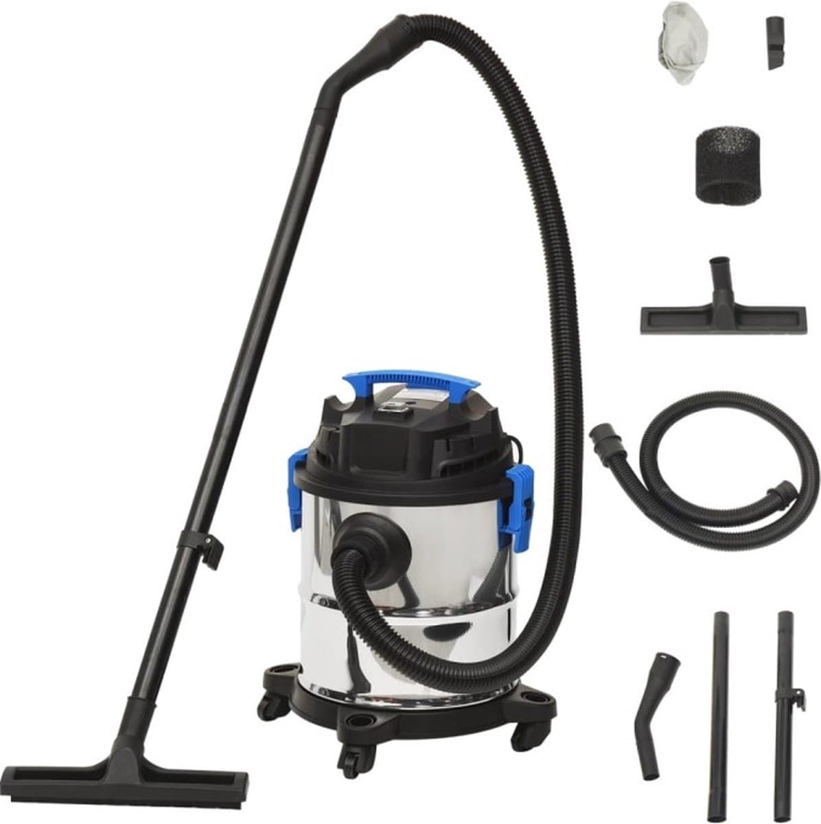 Nat- en droogzuiger 1200 W 20 L zilverkleurig — afbeelding 1