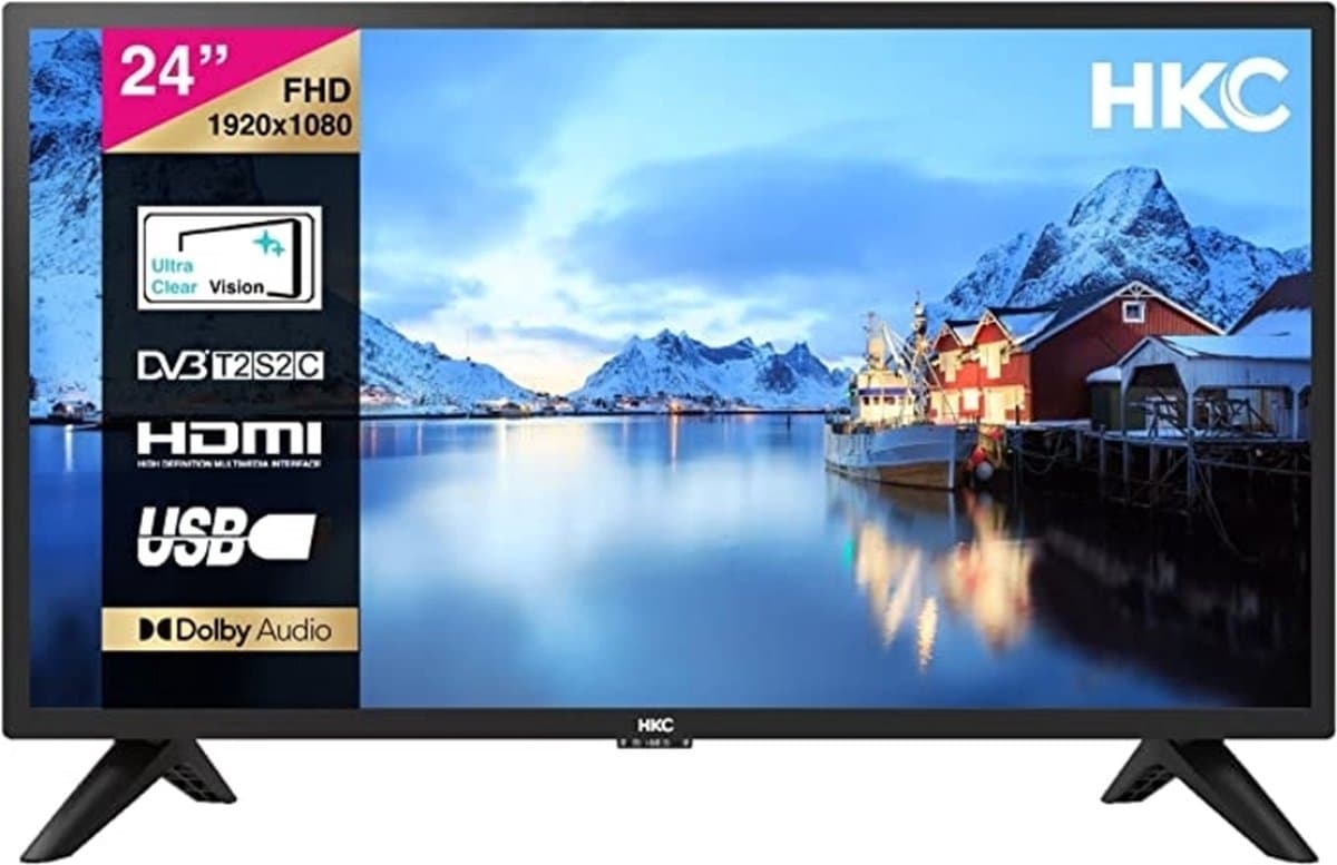HKC 24F1D-A2EU FHD 1920x1080 LED-tv van 60 cm (24 inch) (Triple Tuner (DVB-C / -T2 / -S2), CI+, HDMI, USB) — afbeelding 1