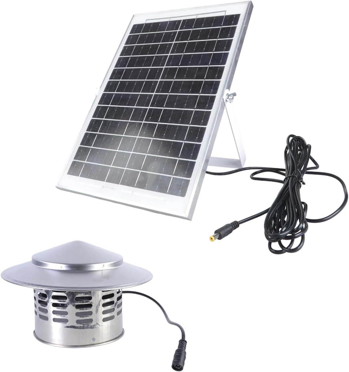 Zonne-energie Ventilator - Zonne Ventilator - Serre Ventileren - Waterdicht Ontwerp - 110mm - Zilver — afbeelding 1