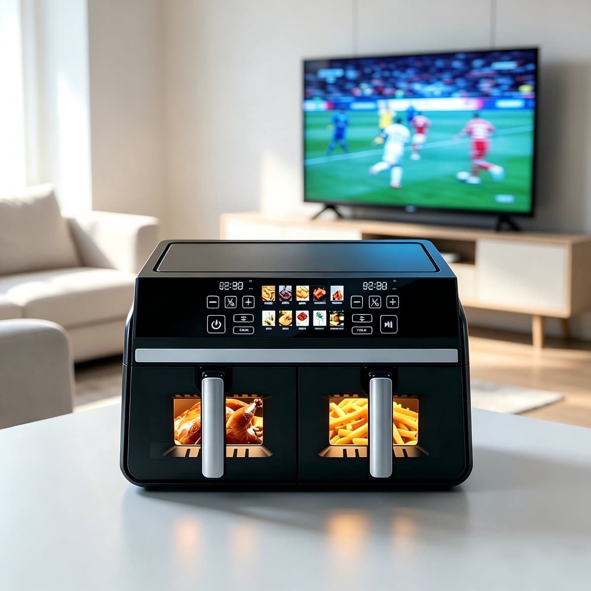 NETTLIFE Dubbele Airfryer 10L - Dual Zone 5+5L - Hetelucht Friteuse met Venster - SYNC & DUAL Functie - 2200W Touchscreen - 24 Uur Timer - Vaatwasserbestendig - Zwart — afbeelding 1