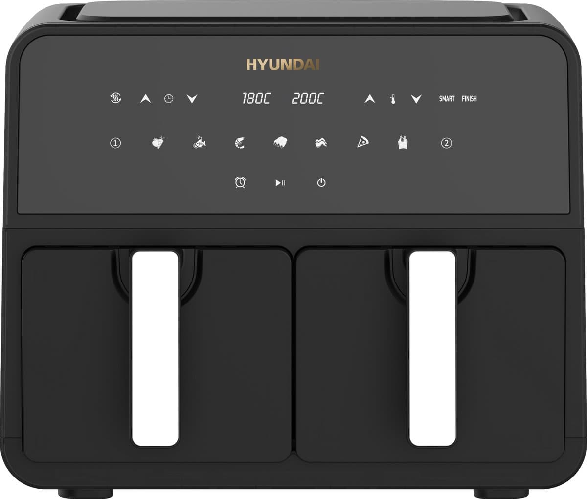 HYUNDAI - Dubbele Airfryer XXL - 9 Liter - 2 x 4,5 Liter - 1700 W - 8 Programma’s - Touchscreen - Zwart — afbeelding 1
