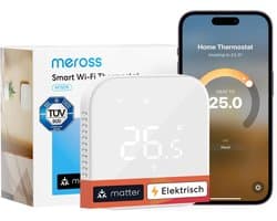 Slimme thermostaat voor elektrische vloerverwarming – WiFi, Matter, spraakbediening, 16A, LCD touchscreen
