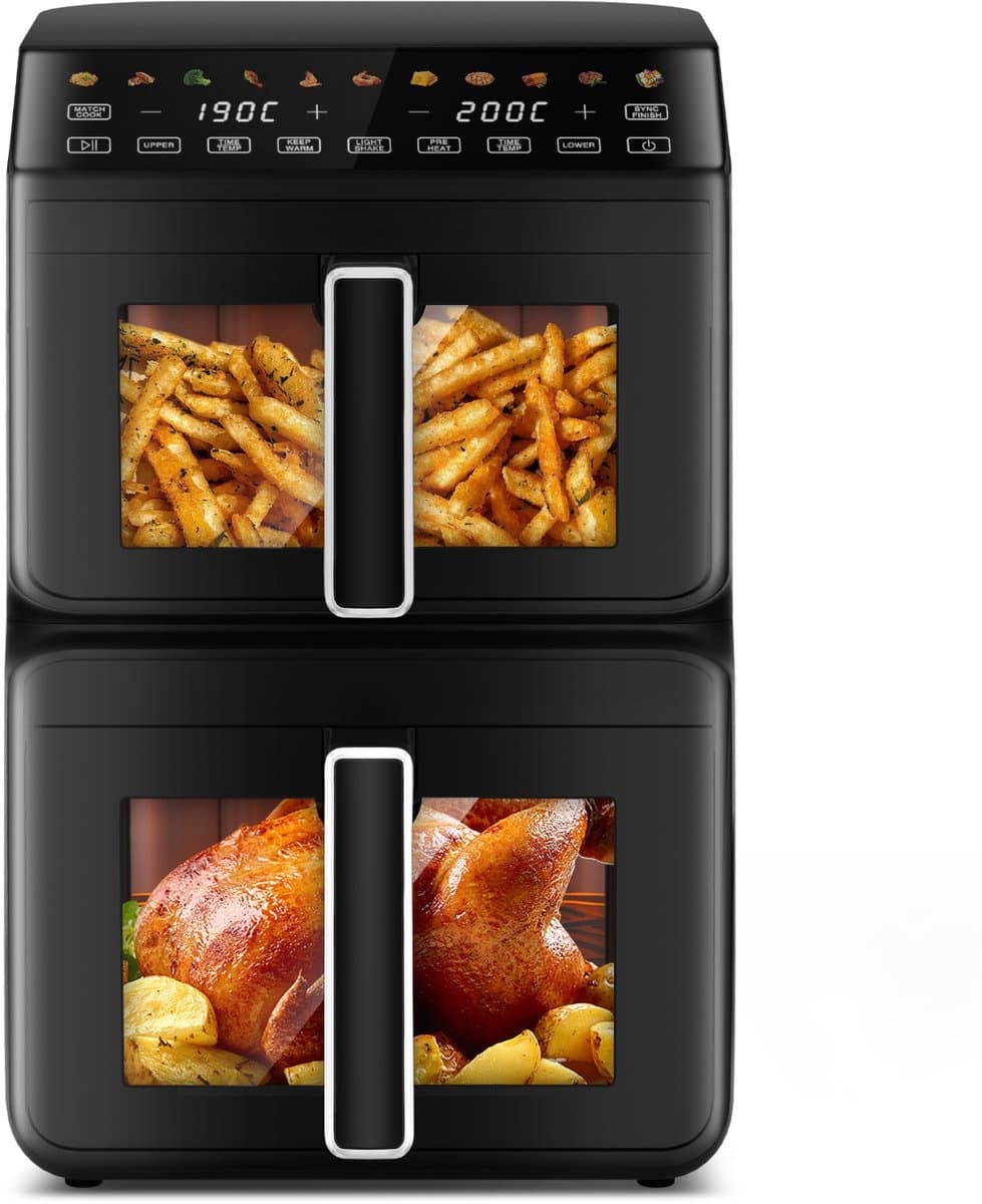 Aiibot Airfryer XXL - 11L - 11 programma's - Airfryer oven met kijkvenster - 360° Heteluchtcirculatiesysteem - 80-200 °C - Tot 10 personen - Zwart - 3000W — afbeelding 1