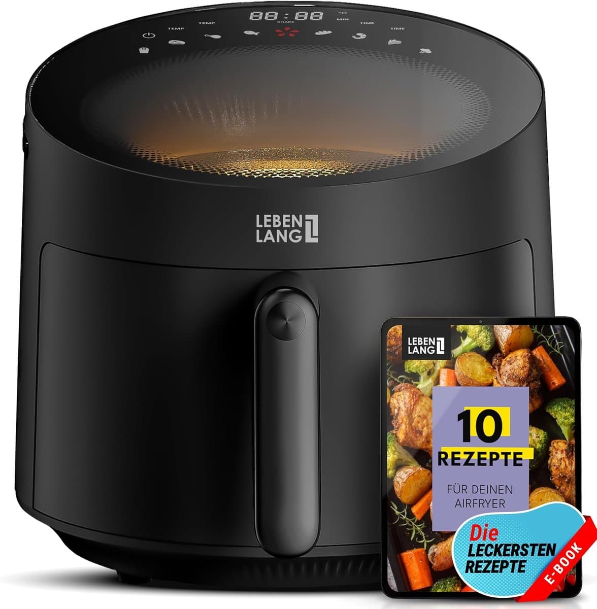 Hete Lucht Frituur - Airfryer Frituur - Gezond Koken - 8 Programma's Touch Display - 5 Liter Capaciteit - Zwart — afbeelding 1