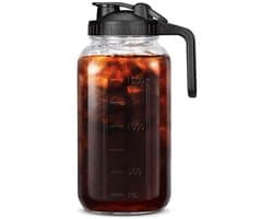 Dailygoods- Cold Brew Koffiezetapparaat 2000ml - Dikke Glazen Kan - Roestvrijstalen Filter - Lekvrij Deksel - Vaatwasmachinebestendig - Eenvoudig te gebruiken - Koffiekan