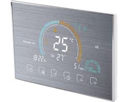 Slimme Thermostaat - Programmeerbare Thermostaat - Energie Besparen - Weersvoorspelling UV - 15 mm - Zilver