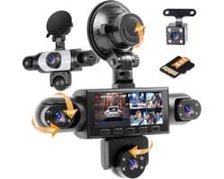 Dashcam 5-kanaals - 64 GB kaart - 3 inch scherm - 360° afdekking voor veiligheid - ShopVlot