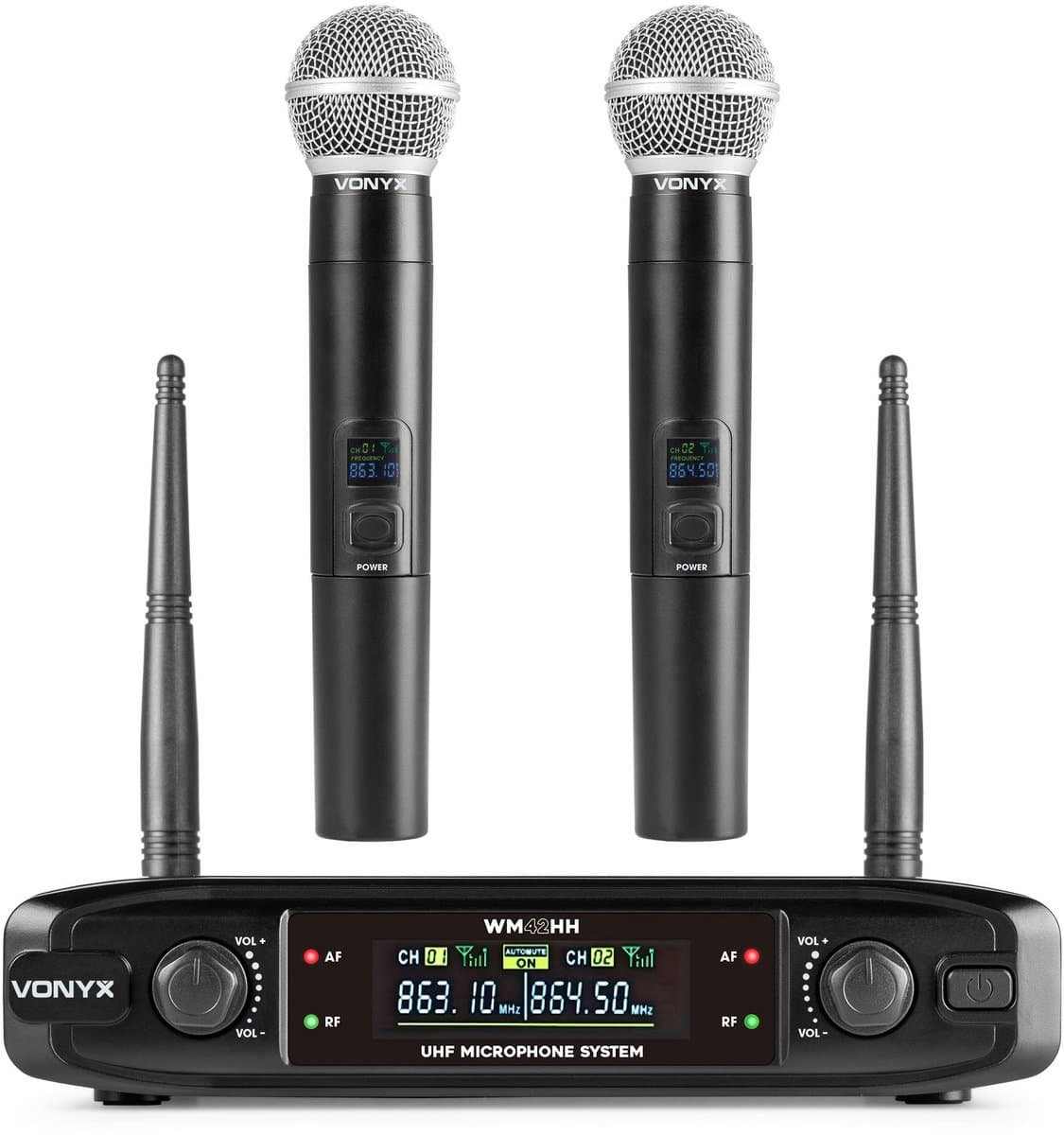 Draadloze microfoon set - Vonyx VM42HH - UHF Microfoons met tuner - Zang microfoons — afbeelding 1