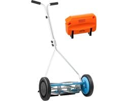 Duwmaaier met Slijper - Handmaaier Gazon - Gazon Onderhoud - Milieuvriendelijk Geluidloos - 16 Inch Snijbreedte - Blauw