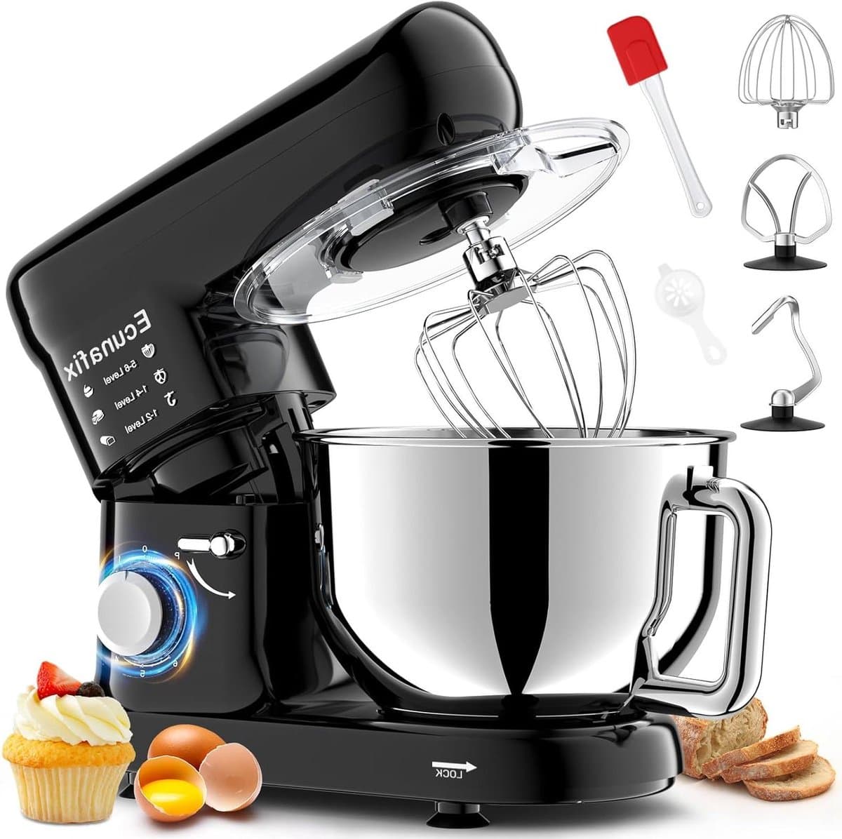 Keukenmachine - Mixer Deegmaker - Bakken en Koken - Krachtige 1500W Motor - 65 Liter Kom - Zwart — afbeelding 1