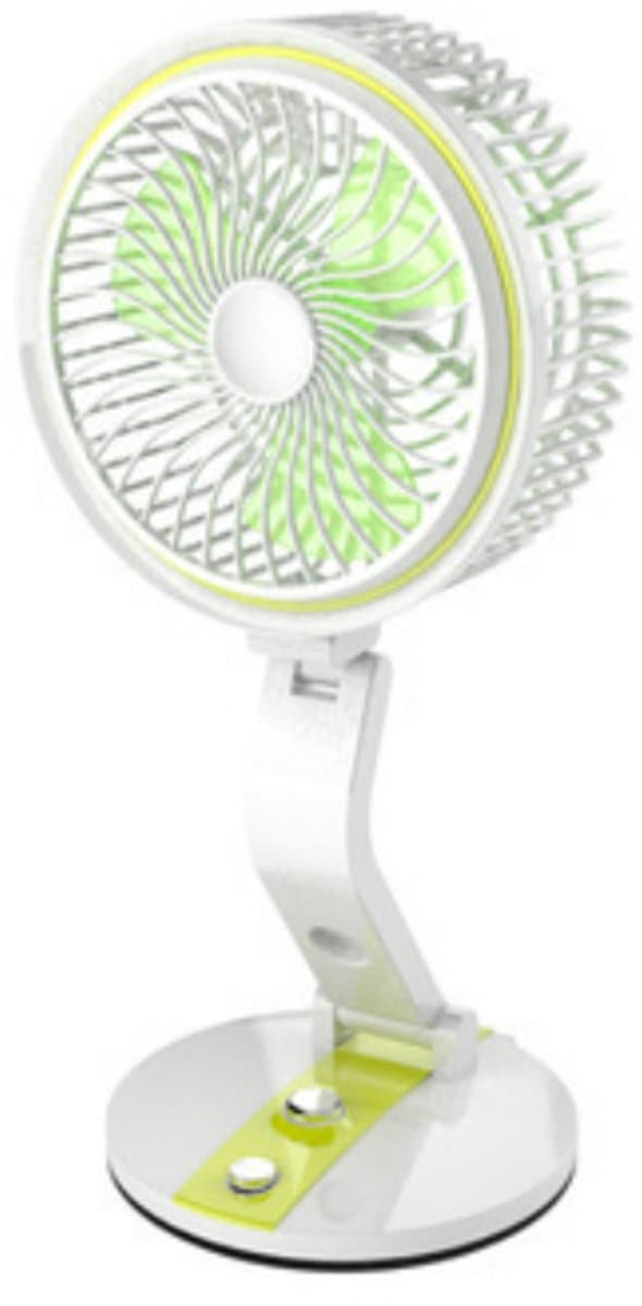 Kleine ventilator met verlichting – Opvouwbare ventilator (met ingebouwd licht) – 1600 mAh – 2-in-1 mini-bureauventilator en ledlamp met USB-poort; geschikt voor slaapkamers, kantoren, werkkamers en picknicks in de buitenlucht — afbeelding 1