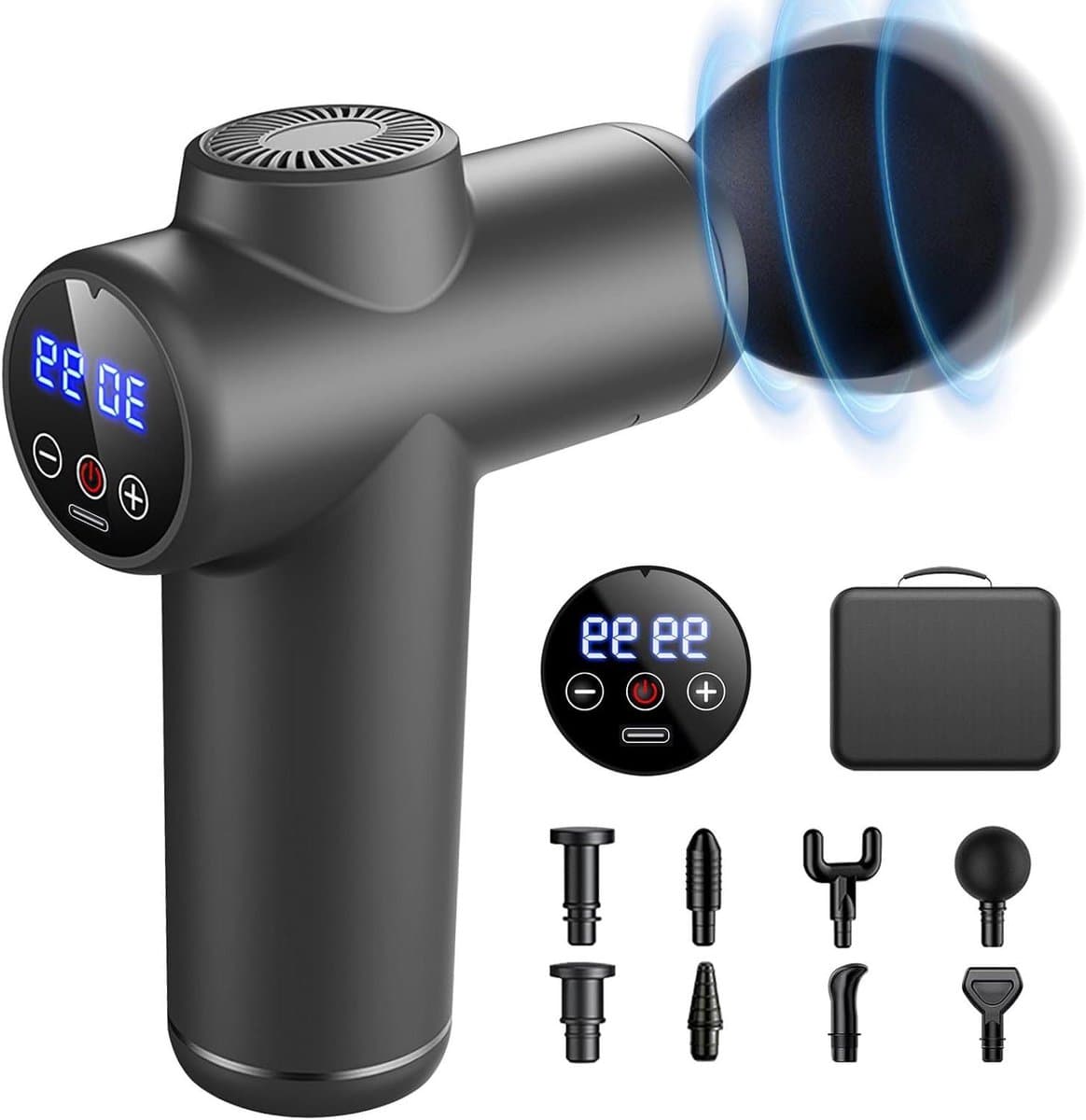 Massagepistool - Spierherstel Tool - Spierpijn Verlichten - 99 Snelheden - 23 cm Hoog - Zwart — afbeelding 1
