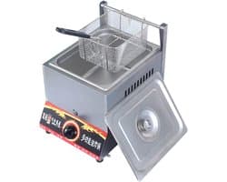 Gasfriteuse RVS - Friteuse met mand - Thuis frituren - Verstelbare vuurkracht - 11L of 22L - Zilver
