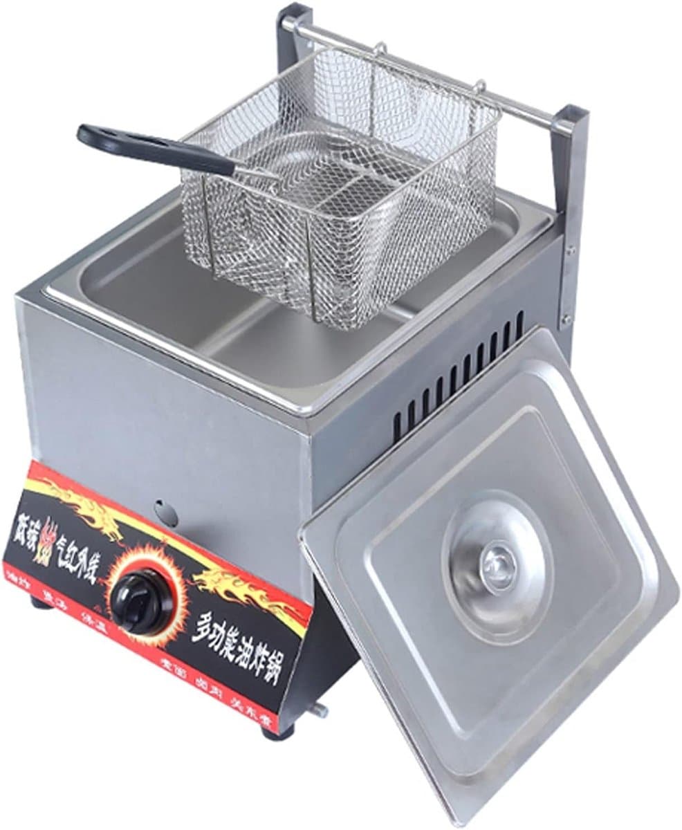 Gasfriteuse RVS - Friteuse met mand - Thuis frituren - Verstelbare vuurkracht - 11L of 22L - Zilver — afbeelding 1