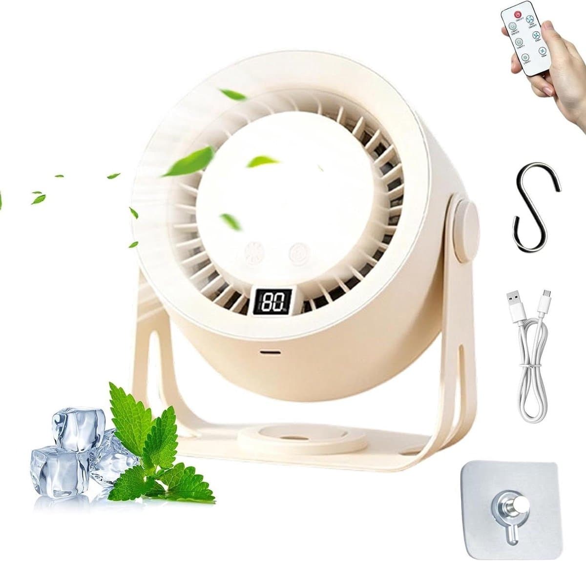 Bureauventilator - Draagbare Fan - Persoonlijke Koeling - Verstelbaar Apparaat - 16 cm Hoog - Wit — afbeelding 1
