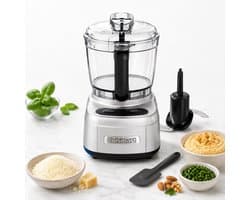 Cuisinart Keukenmachine - Compacte mini Mixer - Kakmolen met Pulsefunctie - Deksel met gaten voor toevoegingen - Zilver - 900ml