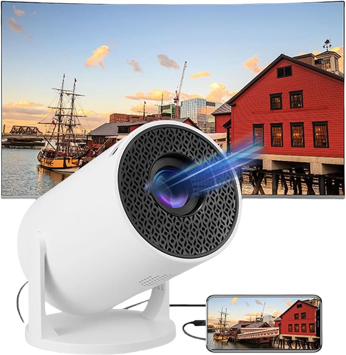 Draagbare Videoprojector - Wit - 1080P Full HD - Android 12.0 - Voor Thuisbioscoop — afbeelding 1