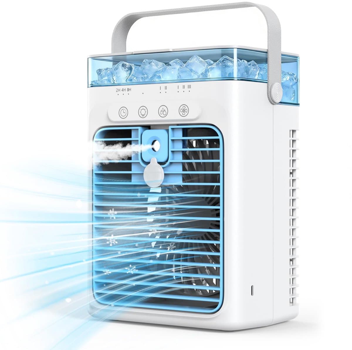 Draagbare Luchtkoeler - Mobiele Aircooler met 1L Watertank - Verdampingskoeler Zonder Afvoerslang - Persoonlijke Ventilator met Koelfunctie - Voor Slaapkamer, Kantoor, Kamer en Camping — afbeelding 1