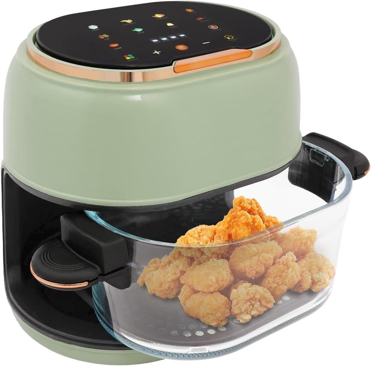Airfryer met Venster - Heteluchtfriteuse Olievrij - Gezond Koken - 360° Luchtcirculatie - 4 Liter - Groen Zwart — afbeelding 1